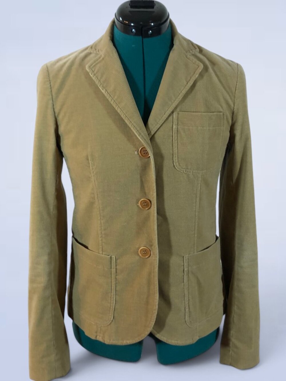 Theory Tan Corduroy Blazer 3-Button Notch Lapel Tailored Utility Jacket - Size 2